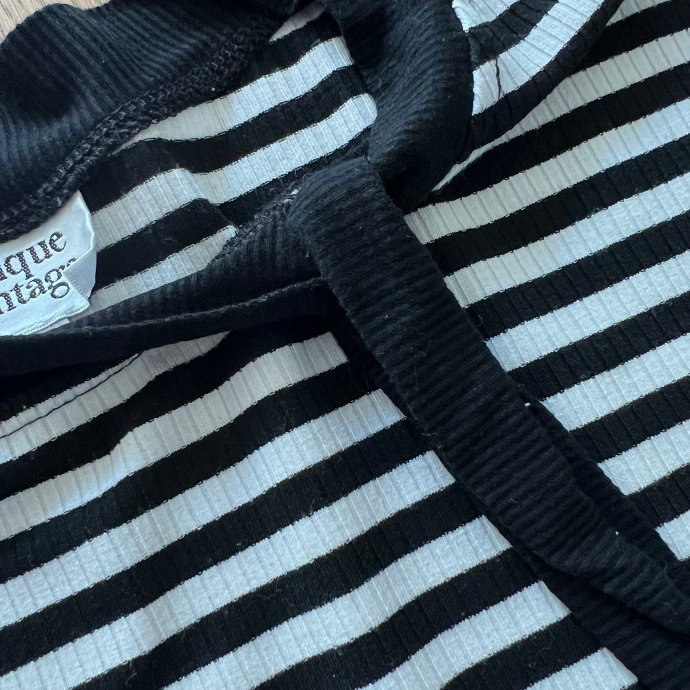 Unique‎ Vintage Womens French Breton Striped Side Neck Tie Top Sz 4X Soft Twee - Picture 4 of 7